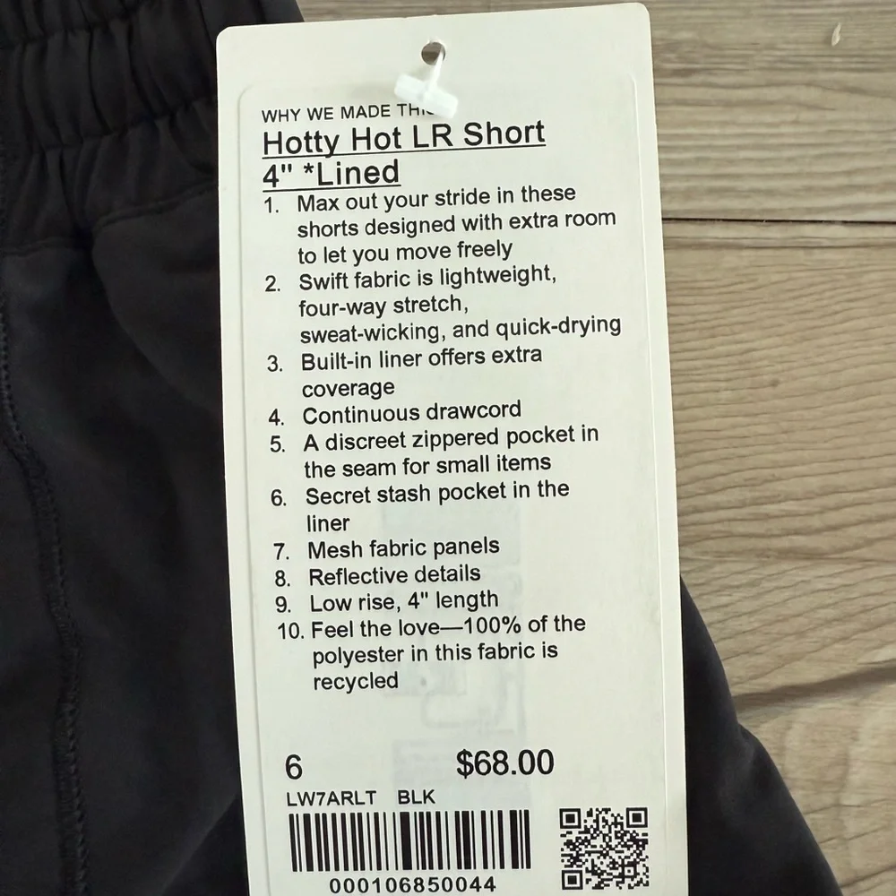 NWT Lululemon Hotty Hot Low Rise Short 4” Lined Size 6 Black LW7ARLT NEW Running - Picture 8 of 14